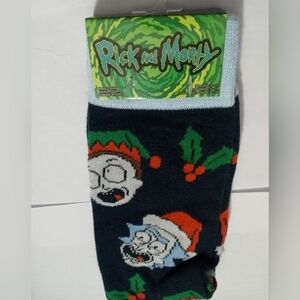 Rick & Morty Mistletoes-Santa & Elf Novelty Christmas Socks- Shoe size W: 7.5-13